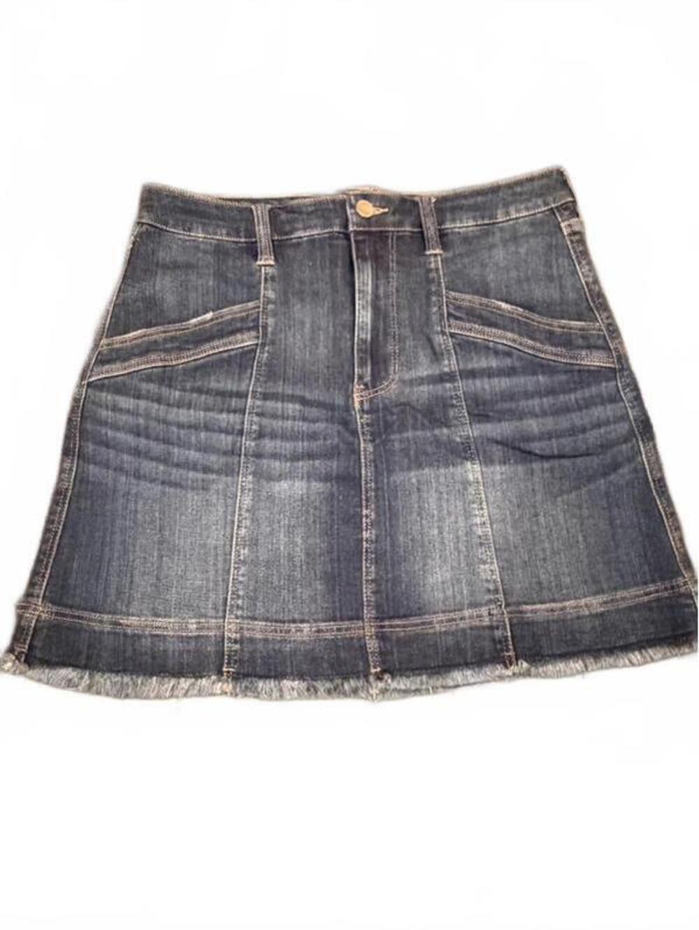 Liverpool Los Angeles Denim Mini Skirt 10/30 Dark Wash Frayed Hem Y2K